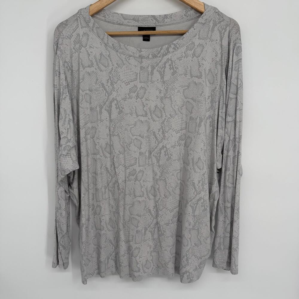 J. Jill Top Women’s Large Gray Snakeskin Print Oversized‎ Loungewear ComfyCore